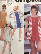 1992 Simplicity 7788 Vintage Sewing Pattern Girls Dress Romper Size 7 - 10 picture