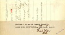 Group of Edison Portland Cement Co. Stubs - Stock Certificate - Autographed Stoc picture
