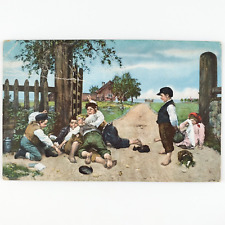 Grindslanten 1885 Swedish Children Postcard 1909 August Malmstrom Painting B2138 picture