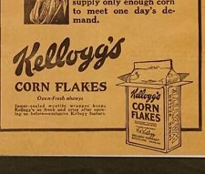 Kellogg's Corn Flakes Cereal Breakfast To Millions Of Homes Vtg Print Ad 1924 picture