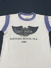 VTG Single Stitch T-Shirt 1980 Harley Davidson Daytona Collegiate Pacific Sz M picture