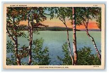 c1940's Greetings From Evansville Wisconsin WI, Glory Morning Postcard picture