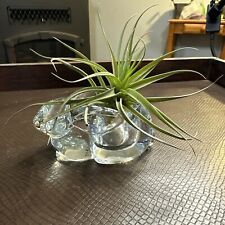 Indiana Glass Bunny Rabbit Votive Tealight Holder With Large Live Airplant picture