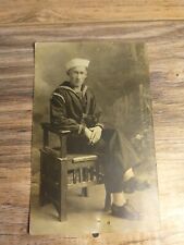 Antique Photo White Man Sailer Posing Post Card picture