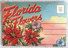Florida Flowers Fold Out Color Linen Postcard Set 1953 Teich Unused picture