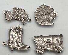 Vintage Western Button Covers Boots  Saddle Native American Indian Wagon picture