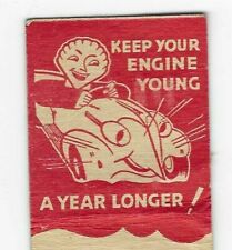 1930s Matchbook Cover GOLDEN SHELL Motor Oil Blank Side Cartoon Car Shell Head picture