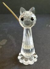 Swarovski Crystal Tall Cat Figurine  Silver Tail AS IS picture