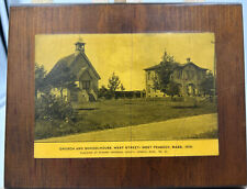 Vintage Peabody, Ma Photo on Wooden Plaque- Church and School House 1906 picture