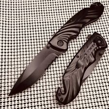 black  tactical Rescue quick Open BladeFolding EDC Pocket Knife Gift picture