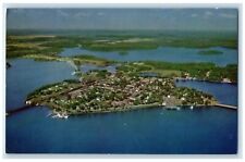 1958 Aerial View Minocqua Island City Resort Region Wisconsin Vintage Postcard picture