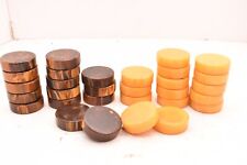 VTG LARGE Brown & Butterscotch Bakelite Marbled Backgammon Game Checkers Pieces picture