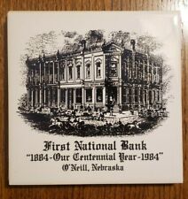 Vtg O'Neil, Nebraska First National Bank: 1884-Centennial Trivet / Tile Coaster picture