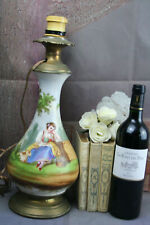 Gorgeous French Porcelain table lamp design 1920's hand painted picture