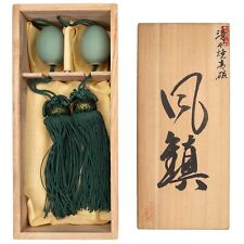 VTG Kiyomizu-Yaki Bead Tassle Fuchin Hanging Scroll Weights Paulownia Box: Mar24 picture