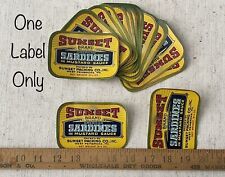 1 Vintage Sunset Sardine Can Paper Label New Old Stock Advertising 1940’s picture