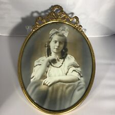 Vintage Victorian Gold Metal Frame Bow Bubble Glass Victorian Photograph 14 X 11 picture
