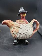 Vintage Rare Fitz And Floyd Pilgrims Progress Turkey Design Tea Pot picture