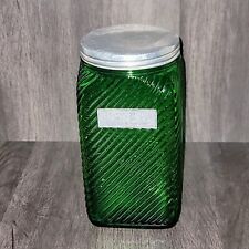 Vintage Owens Illinois Diagonal Ribbed Green Glass 7-1/4