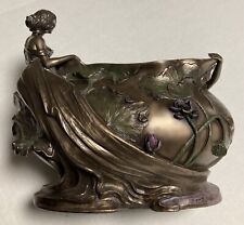 Vtg 2003 Veronese Design Art Nouveau Vase Cold Cast Resin Antique Bronze Finish picture