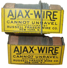 2 Vintage Antique Russell Fraser Ajax Wire Partial Spool Advertising Tool Lot US picture