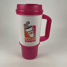 Dunkin Donuts 2014 Travel Mug 24oz Plastic Pink and White picture