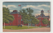 Vtg Postcard Summerside PEI Town Hall 1956 Lobster Carnival Cancel Jul 18 Flags picture