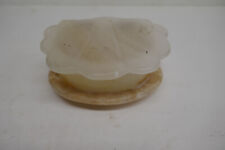 Vintage Clam Shell Shaped Onyx Alabaster Marble Trinket Jewelry Box Hinged Lid picture