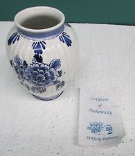 Blue & White Delft Holland Vase With COA 6.5X4.5