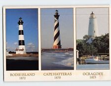 Postcard Bodie Island Light, Cape Hatteras Light & Ocracoke Light North Carolina picture