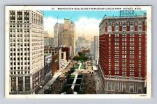 Detroit MI- Michigan, Washington Boulevard, Grand Circus Park, Vintage Postcard picture