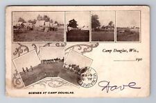Camp Douglas WI-Wisconsin, Scenes At Camp, Antique, Vintage c1906 Postcard picture