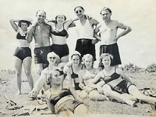 1940s Shirtless Guys Pretty Women Bikini Female Beach Vintage Photo Snapshot picture