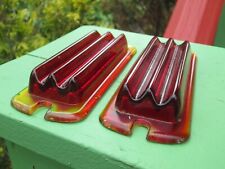 Vintage Auto Car Glass Tail Light Reflectors, Red  Yellow Ribbed Glass, 5