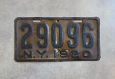 ORIGINAL 1920 VINTAGE NEW YORK MOTORCYCLE VEHICLE LICENSE PLATE 29096 NY picture