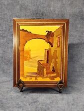 La Botteguccia Inlaid Marquetry Beach Town Wood Wall Plaque Sorrento Italy mAAP picture