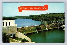Marble Falls TX-Texas, Marble Falls Dam and Lake, Antique Vintage Postcard picture