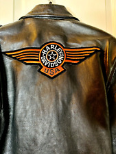 Harley Davidson Vintage Leather Motorcycle Riding Jacket Embroidered Size 46 picture