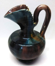 Antique Oaxaca Mexico Drip Glaze Majolica Pitcher Vase Folk Art Pottery FLAWLESS picture