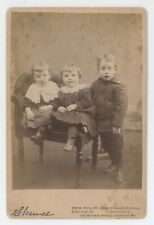 Antique Circa 1880s Cabinet Card Three Adorable Children Skewes Cincinnati, OH picture