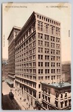 Mercantile Library Building Cincinnati Ohio Trolley Antique Udb Postcard picture