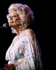 Dolly Parton 8x10 Real Photo White Dress Concert Image picture