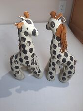 Lot Of 2 Giraffe Sandy Vohr's LEATHER  Zoo Bookend Heavy USA Wonka Factory picture