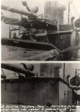RPPC Photo British Royal Navy WWI Mystery Ship Bulkheads 5' Gun c.1900s picture