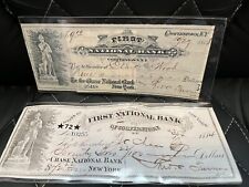 Large Used/ Cancelled Checks 1888 1884 First National Bank Cooperstown NY picture
