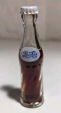 Vintage Pepsi Cola Soda Mini 3” Glass Bottle Sealed with Metal Cap picture
