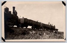 RPPC WW1 Military Armoured Train Soldiers Or Prisoners On Hill Postcard K25  picture