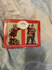 Vintage 1994 Coca-Cola Nostalgia Playing Cards 1 Deck in Collectible Santa Tin picture