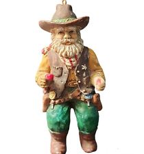 Vintage Christmas Ornament South western Cowboy Santa Sheriff Holding Gun Small picture