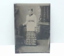 Antique Tintype Photo Stoic Woman Tinted Cheeks picture